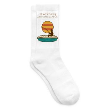 Mentally At The Lake Lustiges Angeln Retro - Tennissocken - Weiß - Rechts
