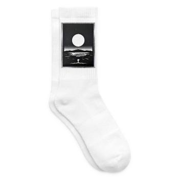 Mondbeschienene Silhouette über ruhigem Meer - Tennissocken - Weiß - Rechts