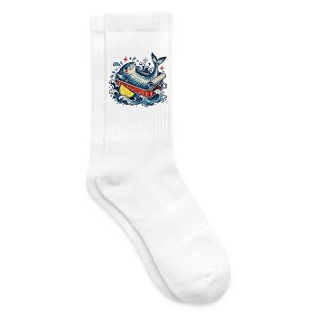 Fisch in Badewanne mit Zitrone - Tennissocken - Weiß - Rechts