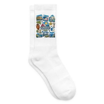 Griechenland Reisesticker - Tennissocken - Weiß - Rechts