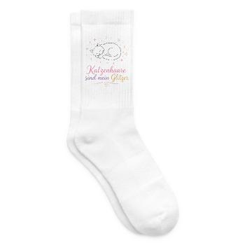 Katzenhaar Glitzer-Statement - Tennissocken - Weiß - Rechts