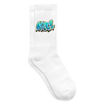 AKEL in 3D-türkisfarbenem Graffiti! Name, der großartig ist - Tennissocken - Weiß - Rechts