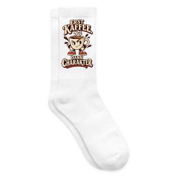 Erst Kaffee dann Charakter - Tennissocken - Weiß - Rechts