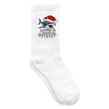 Weihnachtshai mit Lichterkette Hai - Tennissocken - Weiß - Rechts