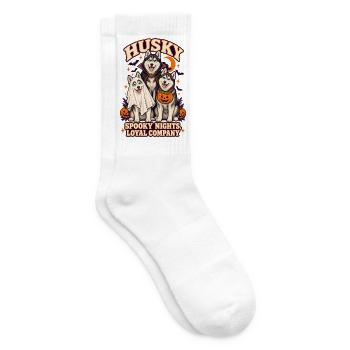 Spooky Nights Loyale Gesellschaft – Husky Halloween-Hund - Tennissocken - Weiß - Rechts