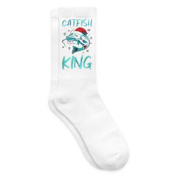 Catfish King Wels Angeln Angler Weihnachten - Tennissocken - Weiß - Rechts