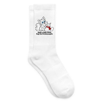 Christmas Fox macht einen kleinen Schneefreund - Tennissocken - Weiß - Rechts