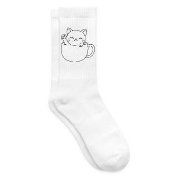 Süßes Teetassen-Kätzchen - Tennissocken - Weiß - Rechts