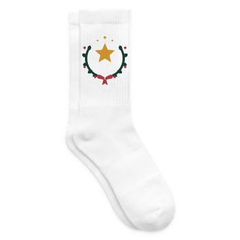Weihnachtsstern im Kranz aus Winterzweigen - Tennissocken - Weiß - Rechts
