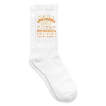 Geburtstag 1957 Jahrgang Einmalig 70 Jahre - Tennissocken - Weiß - Rechts