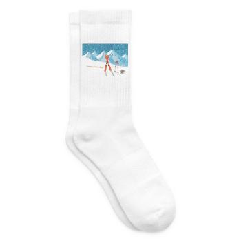 Ski Berge Winterlandschaft - Herzliche Wintergrüße - Tennissocken - Weiß - Rechts