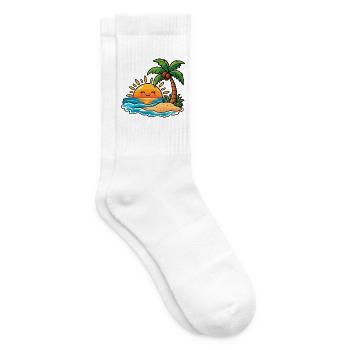 Tropischer Sonnenuntergang mit Palme - Tennissocken - Weiß - Rechts