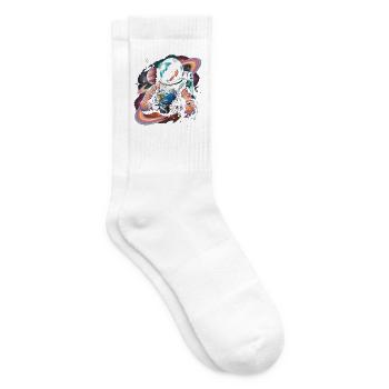 Farbenfroher Astronaut, der Erde und Planeten hält - Tennissocken - Weiß - Rechts