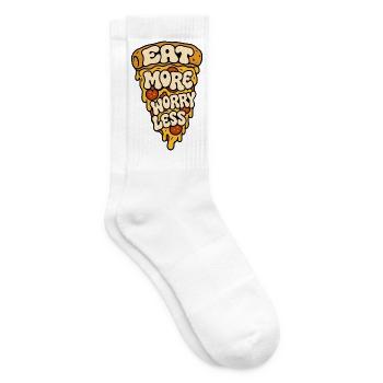Pizza – Eat More Worry Less - Tennissocken - Weiß - Rechts