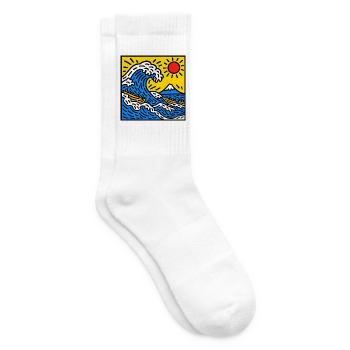 Bright Wave Sunrise mit Fuji Peak - Tennissocken - Weiß - Rechts