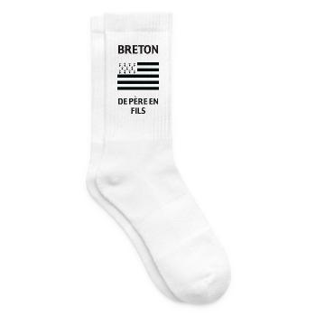 Breton De Pere En Son T-Shirt-Geschenk-Humor - Tennissocken - Weiß - Rechts