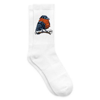 Krähe mit orangefarbenem Schal - Tennissocken - Weiß - Rechts