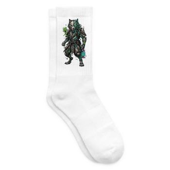 Cyber Wolf Mech Samurai Krieger - Tennissocken - Weiß - Rechts
