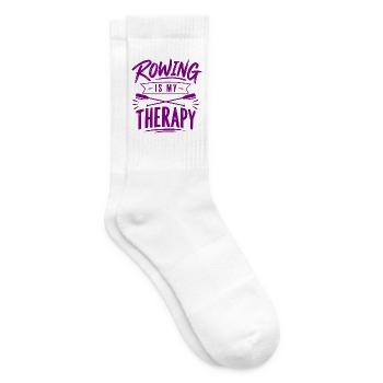 Rowing is my Therapy - Rudern - Therapie - Ruderer - Tennissocken - Weiß - Rechts