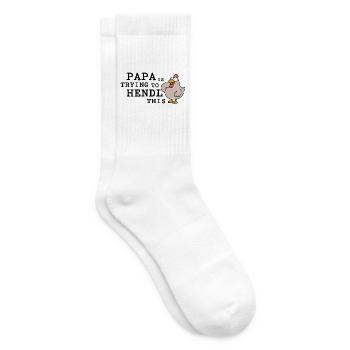 Papa Is Trying to Hendl This – Lustiger Hahnspruch - Tennissocken - Weiß - Rechts