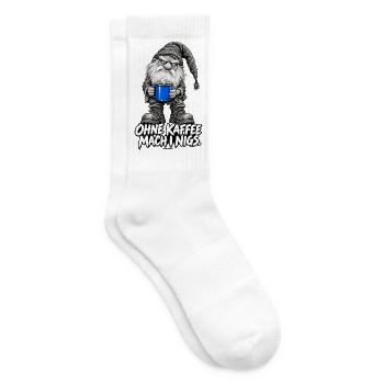 Grummelgnom mit blauer Kaffeetasse Weihnachtswicht - Tennissocken - Weiß - Rechts