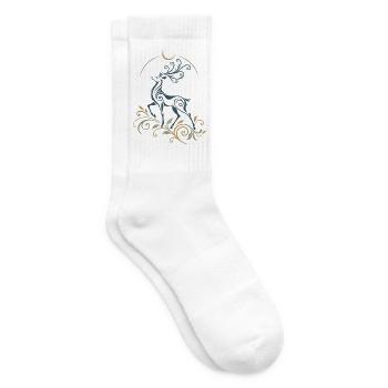 Weihnachtshirsch mit Mond - Winterwald - Tennissocken - Weiß - Rechts