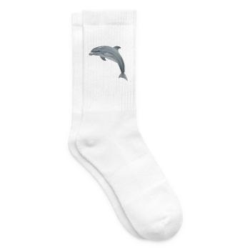Springender Delfin - Realistisch gemalt - Tennissocken - Weiß - Rechts