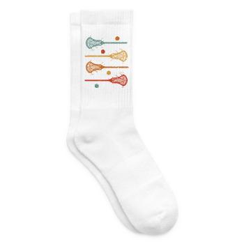 Retro Lacrosse Schläger Design Lacrosse Sportler - Tennissocken - Weiß - Rechts