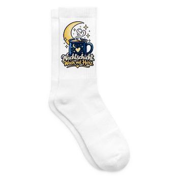 Nachtschicht Shirt mit Mond - Spruch Nachtschicht - Tennissocken - Weiß - Rechts