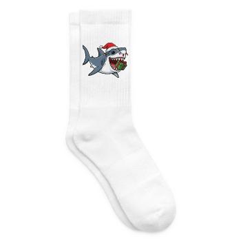 Weihnachtshai mit Lichterkette Hai Fisch Christmas - Tennissocken - Weiß - Rechts
