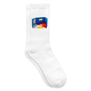 Abstrakter Raum in Primärfarben - Tennissocken - Weiß - Rechts