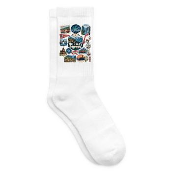 Norwegen Reisesticker - Tennissocken - Weiß - Rechts