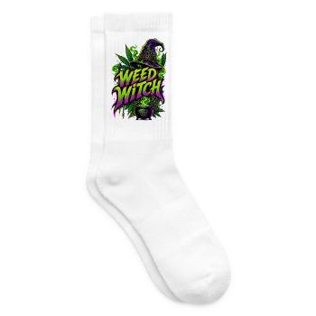 Weed Witch – Magische Cannabis Hexe - Tennissocken - Weiß - Rechts