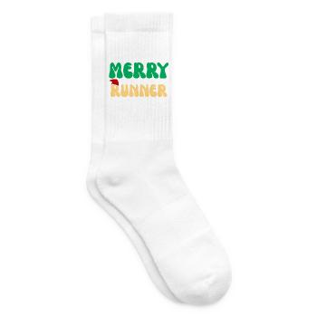 Merry Runner Weihnachtsgeschenk Laufmarathon - Tennissocken - Weiß - Rechts