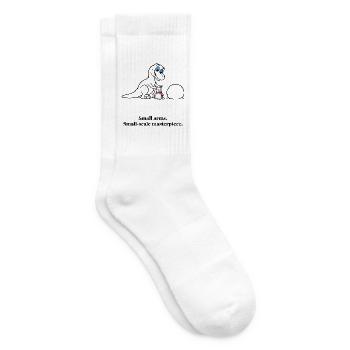 Kleiner T-Rex baut einen Weihnachtsschneemann - Tennissocken - Weiß - Rechts