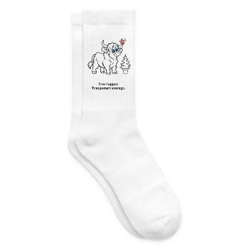 Highland-Kuh hält den Weihnachtsbaum-Topper - Tennissocken - Weiß - Rechts