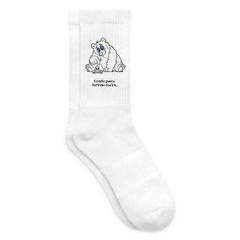 Sanfter Weihnachtsbär schmückt einen Keks - Tennissocken - Weiß - Rechts