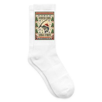 Petri Heil zum Fest – Pixel Ugly Sweater Angler - Tennissocken - Weiß - Rechts