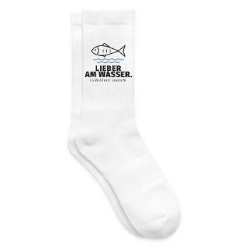Lieber am Wasser – Fischmotiv - Tennissocken - Weiß - Rechts