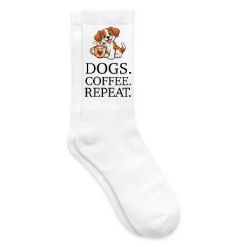 Dogs Coffee Repeat - Tennissocken - Weiß - Rechts