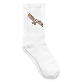 Schleiereule im Flug – Eule mit hellem Herzgesicht - Tennissocken - Weiß - Rechts