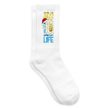 Cigars And Jazz Appreciate Life Saxophon Xmas - Tennissocken - Weiß - Rechts