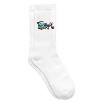 Mein Bett lässt mich nicht zur Arbeit! - Tennissocken - Weiß - Rechts