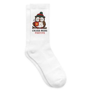 Krisenmodus Festlich – Eulen- und Weihnachtshumor - Tennissocken - Weiß - Rechts
