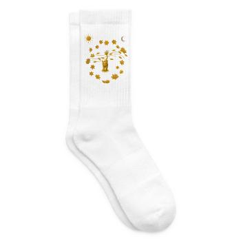 Goldkatze im Blütenkreis - Tennissocken - Weiß - Rechts