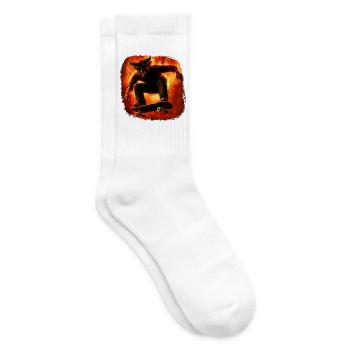Teufel Skater Hölle Feuer - Tennissocken - Weiß - Rechts
