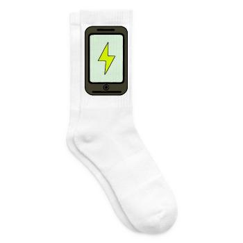 Smartphone am Ladegerät aufladen - Tennissocken - Weiß - Rechts