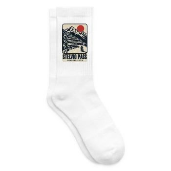 Stelvio Pass 48 Haarnadeln Vintage-Motorradplakat - Tennissocken - Weiß - Rechts
