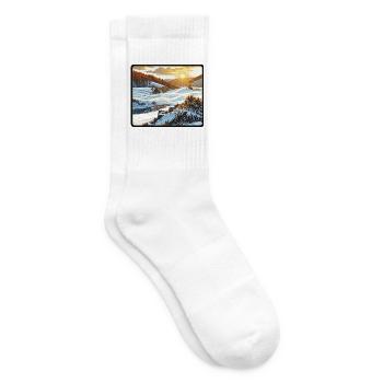 Wintersonnenaufgang in den Bergen - Tennissocken - Weiß - Rechts