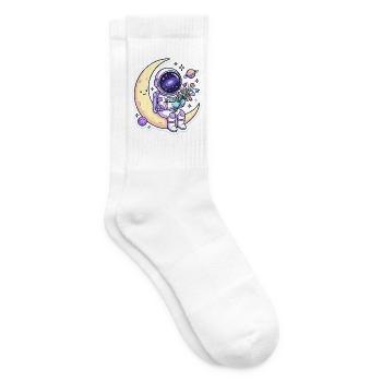 Mondfreund Astronaut mit Blumen - Tennissocken - Weiß - Rechts